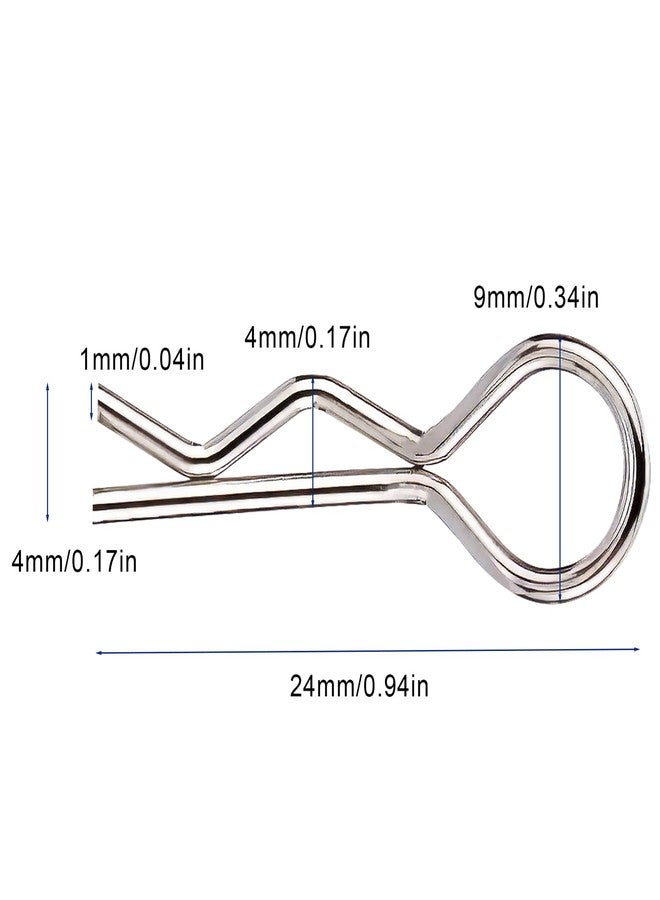 Rchobbytop 100PCS/Pack Body Clips Universal Shell Fixing R Pins for All 1/16 Scale RC On Road Car Buggy Rock Crawler Truck Short Course Traxxas Replacement Parts, Silver - Image 2